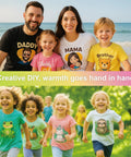 Children wearing T-shirts with printed designs, using Dark Fabric Iron On Transfer Paper Set Of Thirty Sheets Eight Point Five By Eleven Inch Printable Vinyl For Inkjet And Laser Printers Washable Durable Tee Transfers For DIYers And Custom Designs. Families enjoying DIY fashion outdoors.
