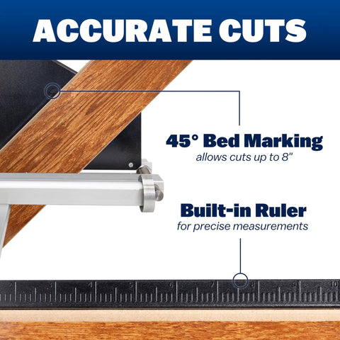 Ultra Lite Flooring Cutter For Vinyl Plank, Laminate, Engineered Hardwood And Siding Made In The USA, 45-degree bed marking detail.