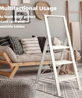 Aluminum 3 Step Foldable Ladder With U Shaped Handgrip Lightweight Home Utility Stool For Kitchen Garage Garden Indoor Outdoor Use Reach High Shelves And Cabinets white in living room