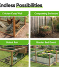 1 Inch Hardware Cloth Roll For Chicken Coops 40 Inch Wide By 50 Feet 20 Gauge Dark Green Vinyl Coated Wire Mesh Predator Proof Poultry Fence And Garden Netting With Heavy Duty Zip Ties in various uses including chicken coop, rabbit run, composting enclosure, and garden bed guard.