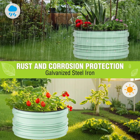 Three Piece Galvanized Raised Garden Bed Set, 2 By 2 By 1 Feet, Open Bottom For Deep Roots, Rust Resistant, Easy Assembly