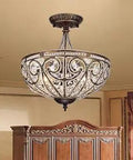 Dope Three Light Crystal Chandelier In White With Antique Bronze Finish, Modern Rustic Roman Style Pendant, room view
