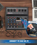 DJ Audio Mixer Pro 3 Channel Controller With 16 Preset Effects USB Interface 3 Mic Line Inputs 48 Volt Phantom Power Built In FX Processor MP3 Player And Headphone Jack PMX462