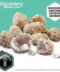 Crack Open Real Quartz Geodes Kit With Goggles, Magnifying Glass, And Display Stands For STEM Geology Learning For Kids Ages 6 And Up Educational Crystal Hunt Activity Set Gift, real geodes