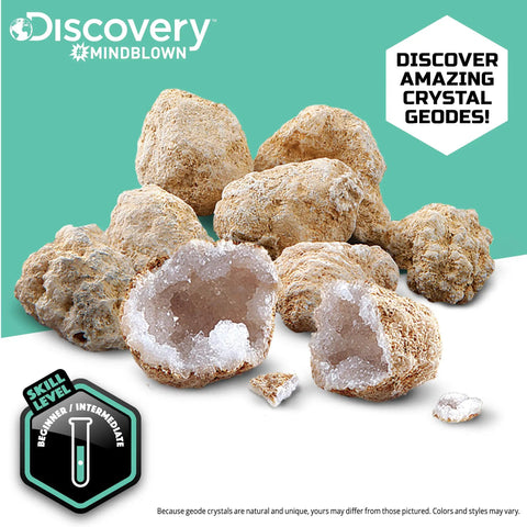 Crack Open Real Quartz Geodes Kit With Goggles, Magnifying Glass, And Display Stands For STEM Geology Learning For Kids Ages 6 And Up Educational Crystal Hunt Activity Set Gift, real geodes