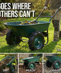 Heavy Duty Dual Wheel Wheelbarrow Garden Cart With 500 Pound Capacity Extra Large Wheels on grass and different terrains