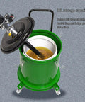Heavy Duty Workhorse Grease Pump For 5 Gallon Buckets, 35L Large Capacity with black lid and mixing rod in green tank.