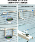 Step-by-step images showing installation of Built Like A Tank Mini Split Wall Mounting Bracket For Ductless Ac And Heat Pump Compressor Holder.