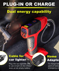 Deluxe Portable Tire Inflator And Air Compressor For Cars With Auto Shutoff 150 PSI 12V DC plugged into car power socket