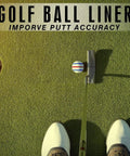 Eight Pack Golf Ball Marker Kit With Line Stencils And Color Markers on green improving putt accuracy with shoes in view