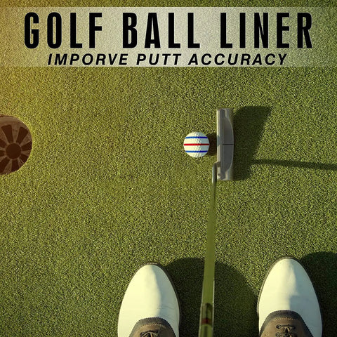 Eight Pack Golf Ball Marker Kit With Line Stencils And Color Markers on green improving putt accuracy with shoes in view