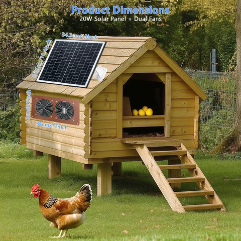 Solar Powered Vent Kit With 20W Panel For Chicken Coops, Greenhouses And Sheds, Dual Exhaust And Intake Fans, 3500 RPM, Waterproof, Adjustable Mount, 8.8Ft Cable
