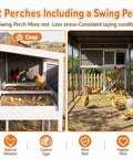 Durable Outdoor Chicken Coop With 90 Inch Run For 6 To 10 Chickens Wooden Nesting Box Waterproof Roof Pull On Tray Ramp And Perch