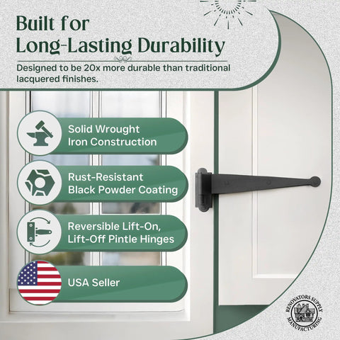 Heavy Duty Black Offset Strap Lift Off Pintle Hinges Tough As Nails 11 Inch By Two And Five Eighths Inch with durability features