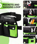Five-Pocket Garden Tool Belt With Adjustable Go-To Waist Strap For Women, showing multiple pockets with tools.
