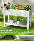 Elevated Garden Bed On Four Legs With Four Lockable Wheels And Storage Shelf For Balcony Patio Backyard Divisible Resin Planter Box 33.6 Inch Tall Back Friendly No Bending Needed Ergonomic Design