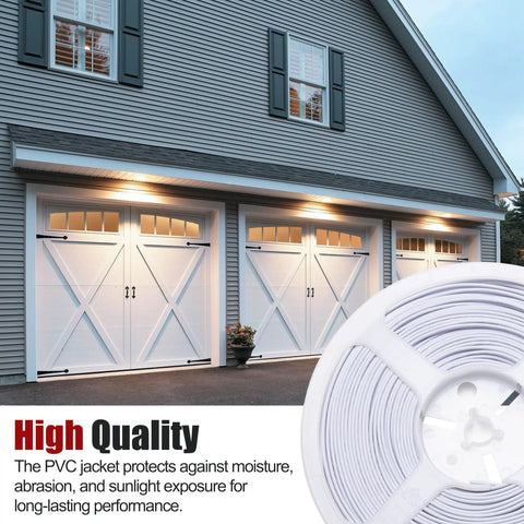 Universal 24/2 AWG 100 Feet Bell Wire For Garage Doors And More with garage background