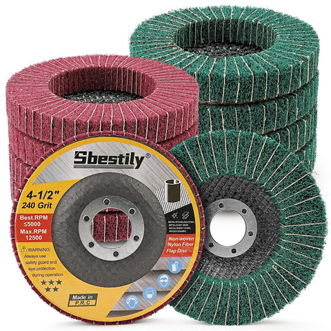 Ten Piece 120 And 240 Grit Scour Flap Discs For Metal Grinding And Rust Removal Four And A Half Inch Coarse Polishing Wheels For Angle Grinder Nylon Flap Sanding Pads