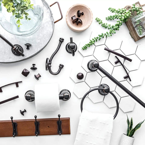 Jumbo Hammered Coat And Hat Wall Hooks 5 Pack With Double Hooks In Brushed Oil Rubbed Bronze on decorative tiles