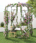 Birdcage Shaped Garden Arch For Climbing Plants And Outdoor Decor, 9.3 By 6.5 Ft Heavy Duty Metal Pergola Trellis with flowers