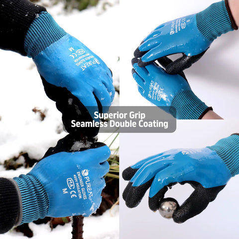 Heavy Duty Insulated Electrical Work Gloves Featuring Beefy 400V High Voltage Shock Protection Plus No Fuss Waterproof Oil Resistant Coating For Your Daily Grind Construction Jobs with seamless double coating for grip.