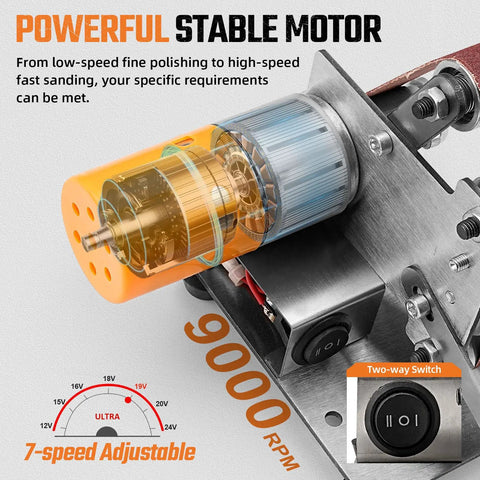 Dope Compact Mini Electric Belt Sanding Machine Knife Sharpener Kit with 7 Speed Adjustable Power Polisher motor details