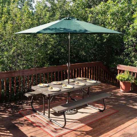 Six Foot Folding Picnic Table With Classic Rugged Steel Frame Seats Eight UV Protected Top Weather And Rust Resistant Flat Fold
