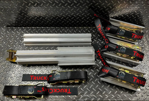 Beefed Up Off Road Recovery Kit for 4x4 Lifted Trucks with double traction power, four claws, extender bars, aircraft grade aluminum.