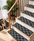 No Slip Peel And Stick Stair Treads For Wooden Steps 9x28 Inches Indoor Runners Dark Grey 15 Pack on wooden stairs