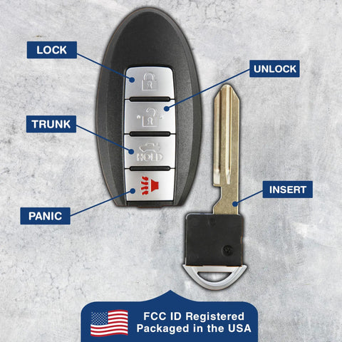 Replacement Key Fob for Nissan 350Z Altima Armada Maxima Quest Sentra and Infiniti G35 Q45 QX56 EX35 FX35 FX45 OEM KBRASTU15