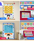 Collage of 10 Language Saying Posters Set For Classroom Learning How To Say In Italian Arabic Korean Chinese, 12 x 18 in, USA made