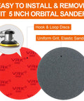 Five Inch Sanding Sponge Discs Set With Hook And Loop Backing, 24 Pack, Multiple Grits From 180 To 2000, for Orbital Sander
