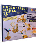 Totally Sweet Real Wood Stem Building Kit Featuring Legit Hydraulic Crane Gears Levers And Pulleys Tools With Challenge Guide Book. Engineering Maker Set box showcasing robotic arms and cats.