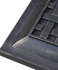 Corner detail of Heavy Duty Resin Umbrella Base Stand For Patio Market Parasols, Square Bronze Finish With Decorative Pattern, Easy Setup