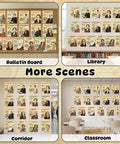 Bulletin board, library, corridor, and classroom with 16 Piece Famous Scientists Posters Classroom Set With Retro Science Quotes Inspiring Decor.