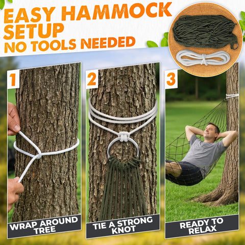 Chill Out Mesh Hammock Between Two Trees No Stand Needed Outdoor Camping Lightweight 13 Oz Nylon Net Bed Setup Steps