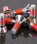 VC-3 Threadmate Threadlocker Red 5mL Tube For All Thread Sizes Locks And Seals Fasteners shown applied on metal screws