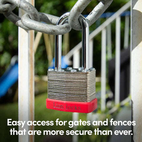 Keyed Alike Padlocks No More Key Juggling With Two Inch Long Shackle Hardened Steel Lock With Brass Pin Cylinder Pick Resistant Includes Eight Keys Indoor Outdoor Security Set Of Four on gate