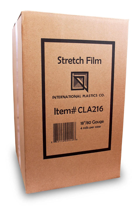 Industrial Strength 18 Inch Stretch Film Wrap Roll Set For Moving And Packing, Box of 4 in cardboard packaging