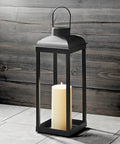 Huge Outdoor Solar Powered LED Candle Lantern 18 Inch Tall Open Frame Black Metal Dusk To Dawn Auto On Timer No Glass