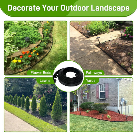 2 Inch By 50 Foot Landscape Edging Border Kit With 75 Anchoring Spikes No Dig Garden Border for flower beds, pathways, and lawns