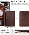 Ultra Slim Leather RFID Blocking Minimalist Wallet For Men Everyday Carry Front Pocket Bifold Travel Ready With Premium Full Grain Leather Texas Brown And 12 Month Warranty.