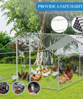 Beefy Heavy Duty Metal Chicken Coop Walk In Run With Waterproof UV Resistant Cover Durable Spacious Nineteen Point Seven Feet Long