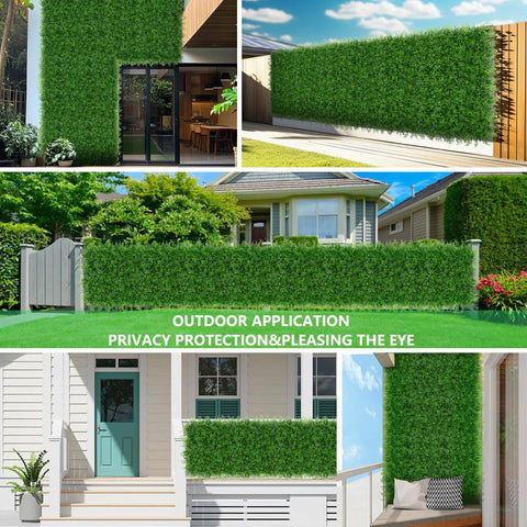 Ultra Dense Realistic Boxwood Hedge Wall Panels 40x120 Inches Covering 33.33 Sq Ft UV Protected Artificial Grass Backdrop on fences