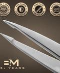 Pointed Tweezers Pro Grade High Carbon Stainless Steel Needle Nose Fine Point For Precision Hair Removal, medallions visible