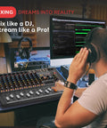 DJ using 12 Channel Console Style DJ Mixer With Bluetooth And USB Audio Interface, 8 XLR And Combo Inputs, home studio setup