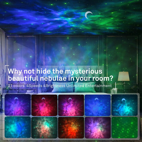 Galaxy Star Projector With Bluetooth Speaker Lit Night Light Nebula Cloud Projector For Kids Room Bedroom Decor Remote Control
