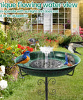 Solar Powered Bird Bath With Fountain For Hummingbirds, Durable 5 Prong Metal Stake Stand in garden with birds