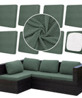 Eight Piece Outdoor Cushion Covers for Patio Sofas and Cushions, Elastic Slipcovers That Stretch On Easily, Matcha Green