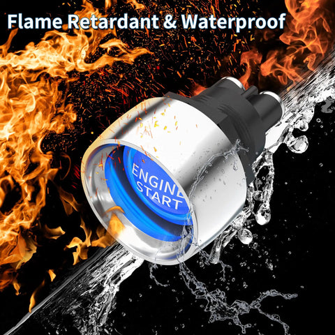 Push To Start Ignition Switch 12V 50A One Button Start No Fuss With Blue LED Light, flame-retardant, waterproof design